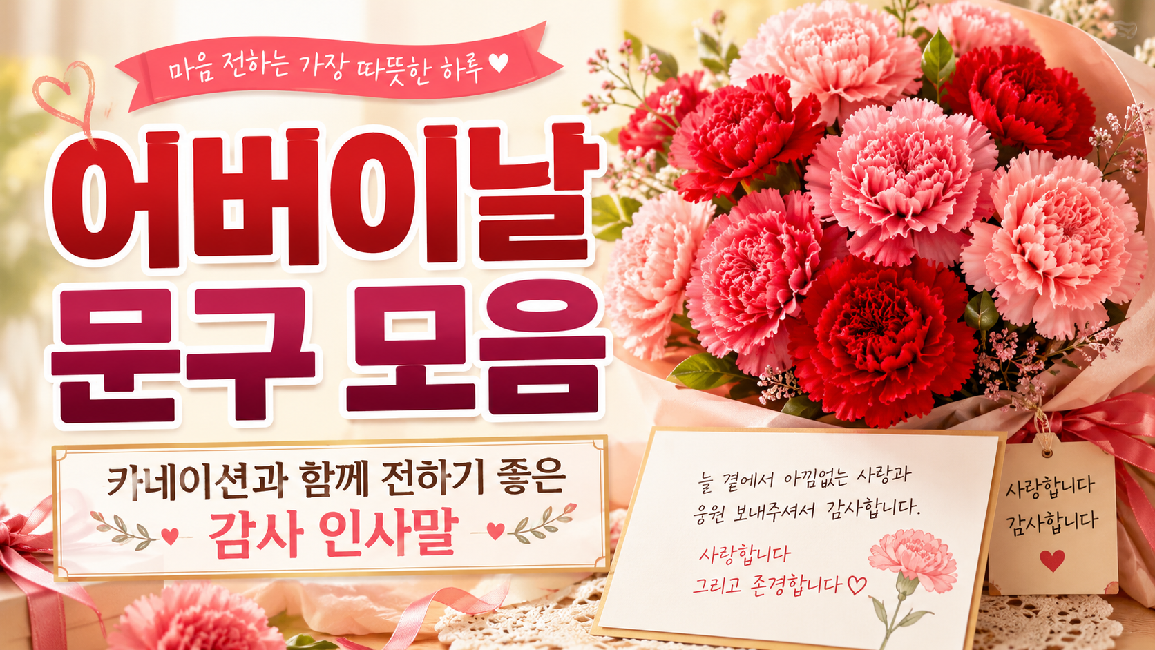 어버이날 문구 모음, 카네이션과 함께 전하기 좋은 감사 인사말