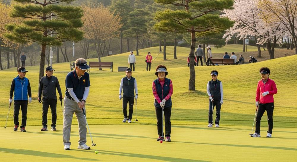 파크골프 즐기는 중장년층 사진