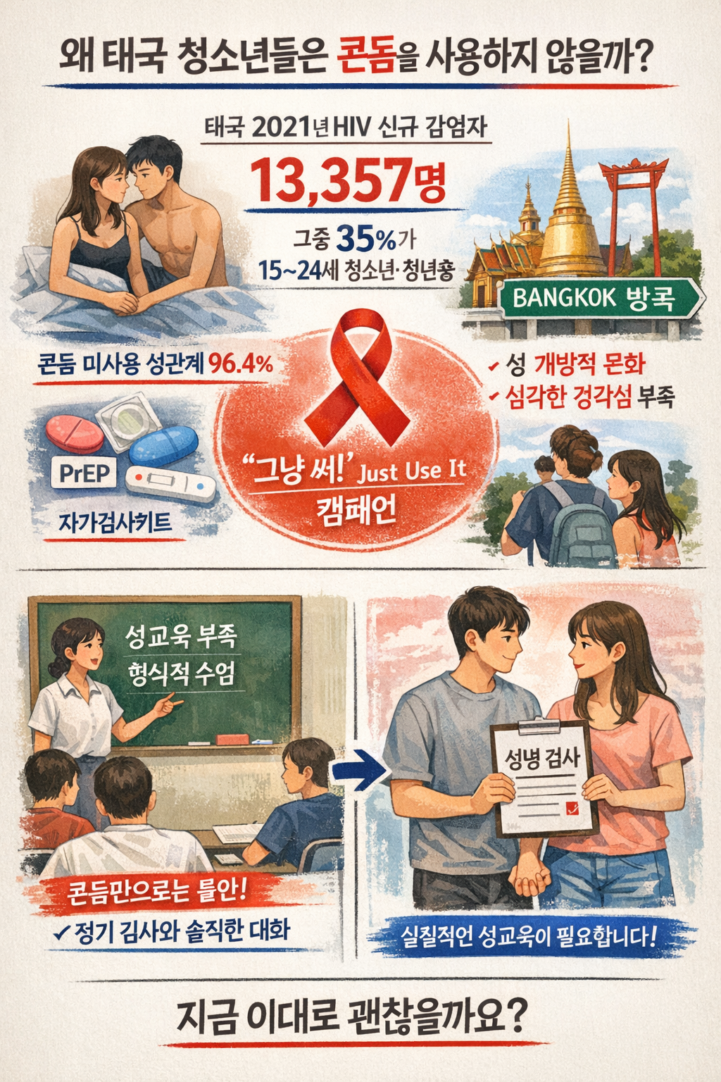 태국 HIV 급증 (콘돔 사용, 성교육, 청소년 감염)