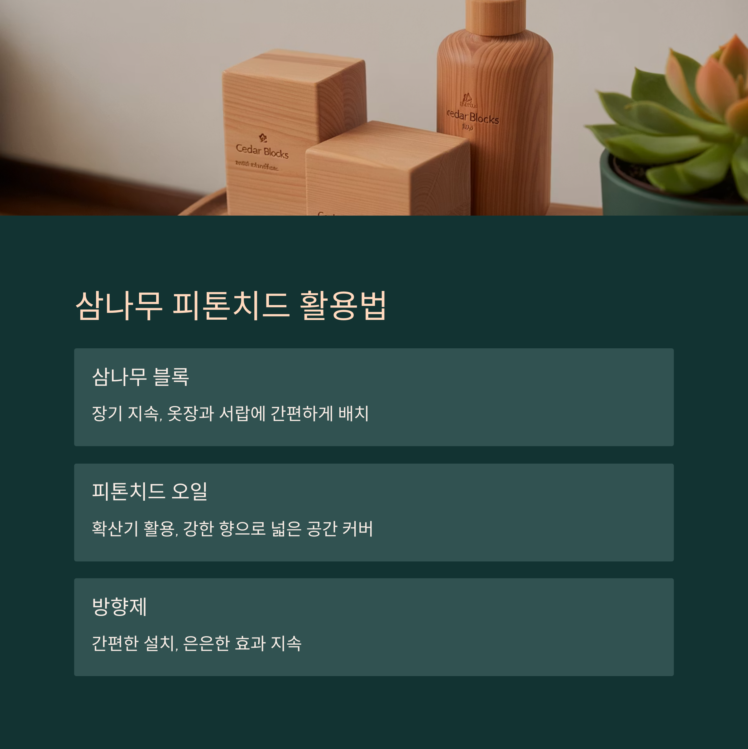 삼나무 피톤치드의 대표적인 활용 방식 3가지