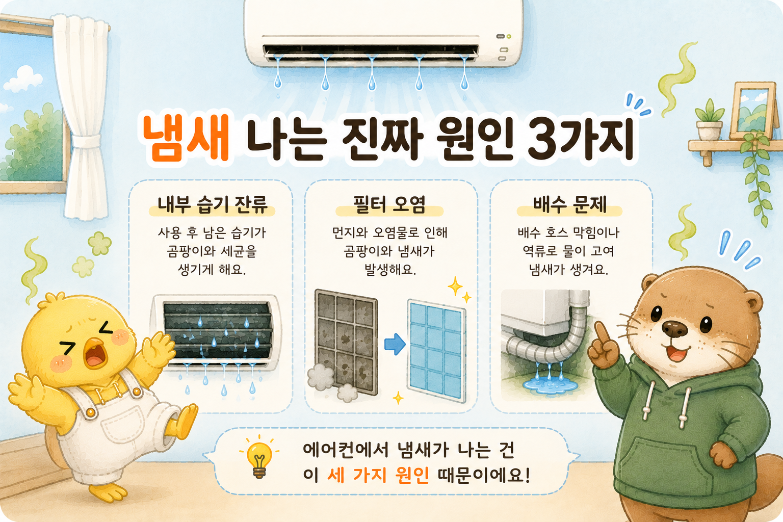 에어컨 끄면 냄새 나는 이유 궁금증 설명 이미지