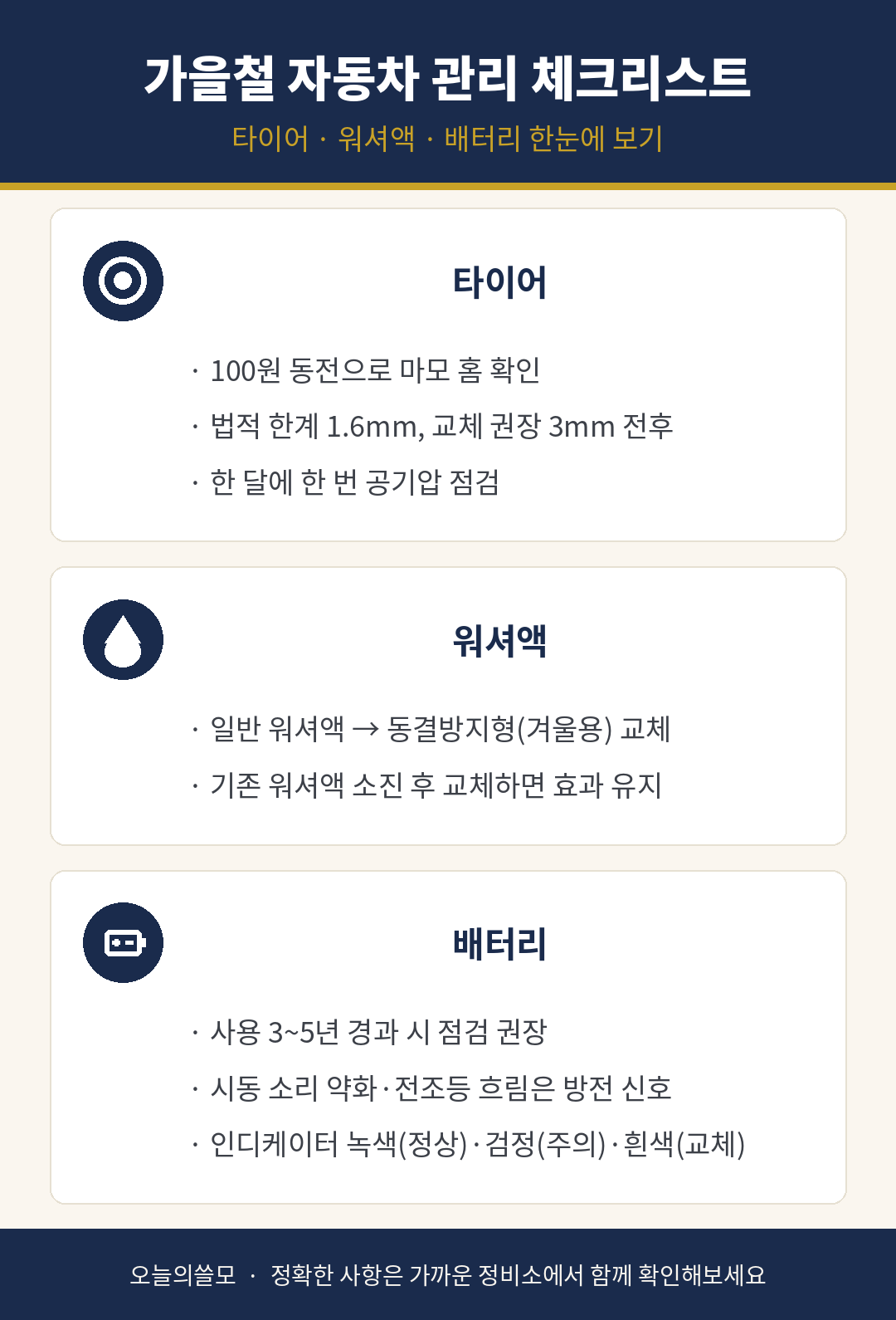 가을철 자동차 관리 체크리스트