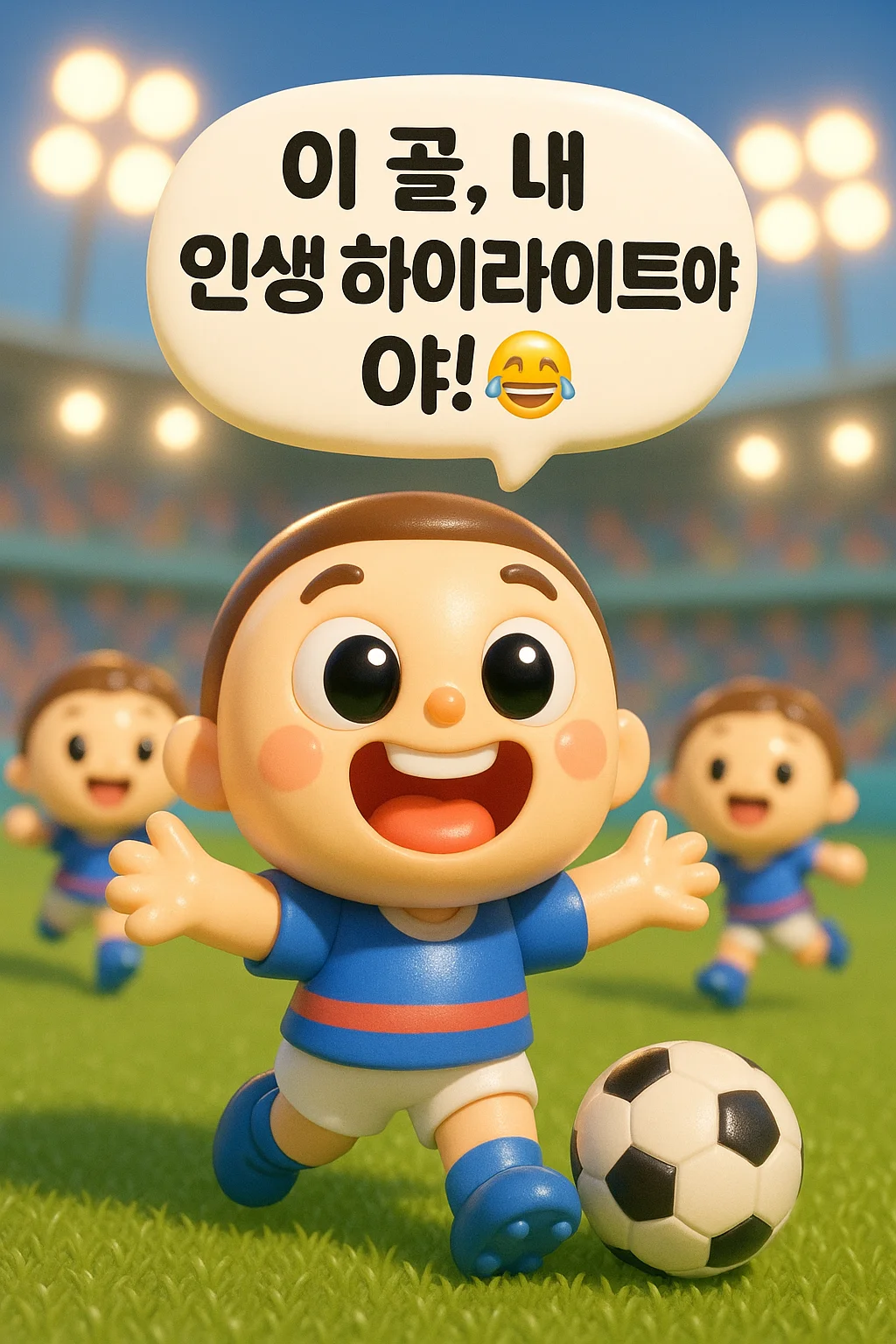 나노바나나 피규어란? 프로축구 경기에서 선수가 골을 넣고 두 팔을 벌려 환호하는 장면