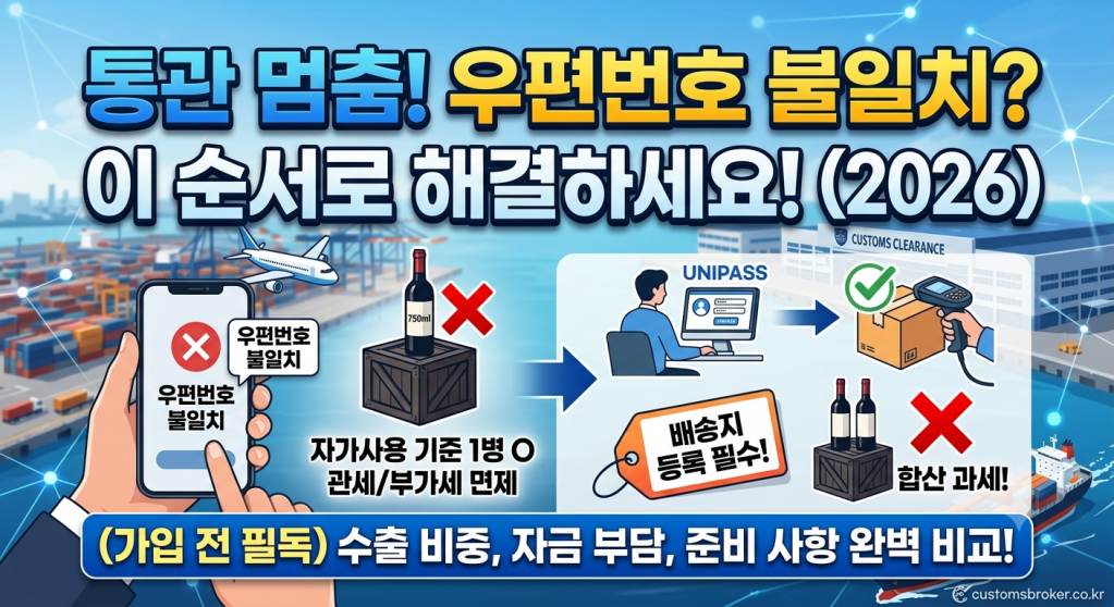 개인통관고유부호 성명 전화번호 우편번호 일치 확인 항목
