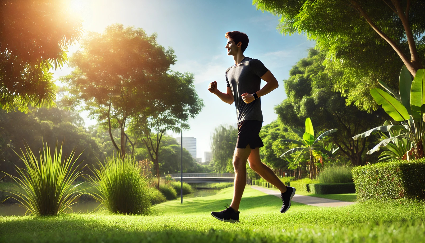 공원에서 조깅하는 사람