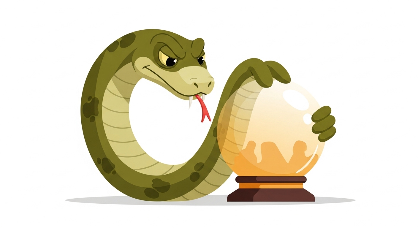 본질을 꿰뚫어 보며 상황을 분석하는 뱀띠 캐릭터 일러스트