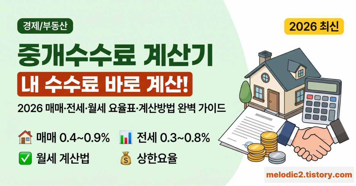 2026 부동산 중개수수료 계산기 계산방법 요율표 총정리
