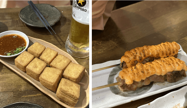 두부튀김과-명란-닭꼬치