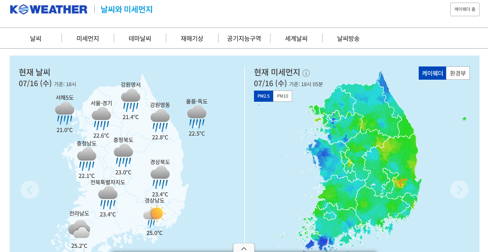 방법 4: 케이웨더 - 미세먼지와 업종 정보에 강함