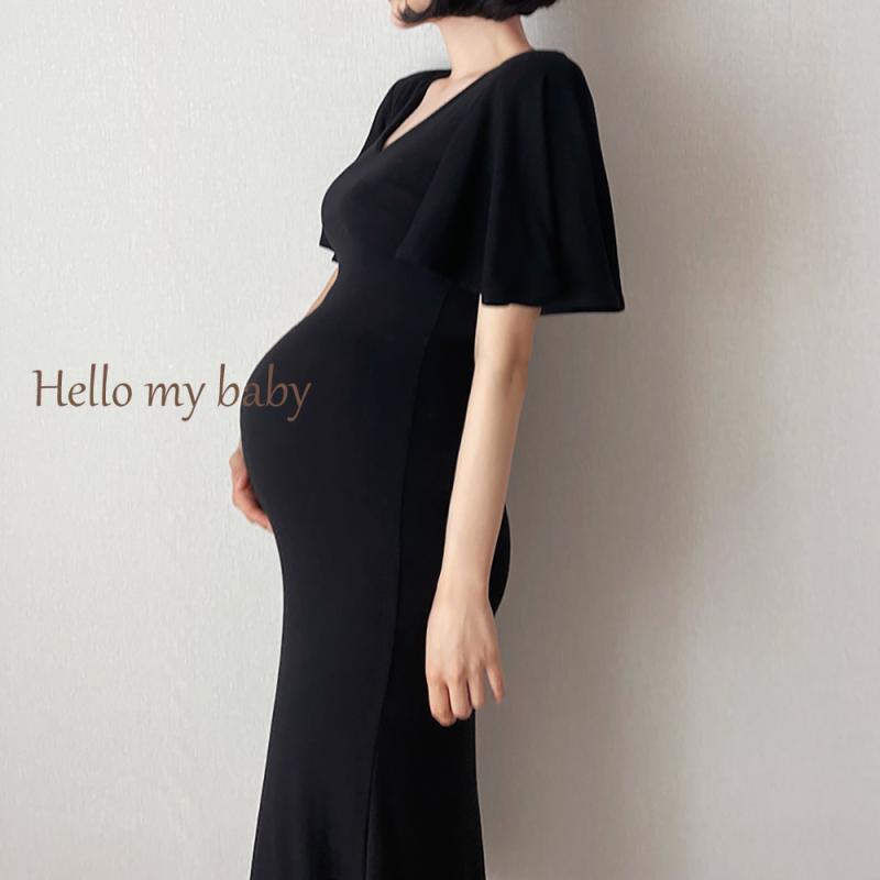 리즈 러플소매 만삭원피스 빅사이즈 임산부 만삭촬영 원피스 주수사진 임부복