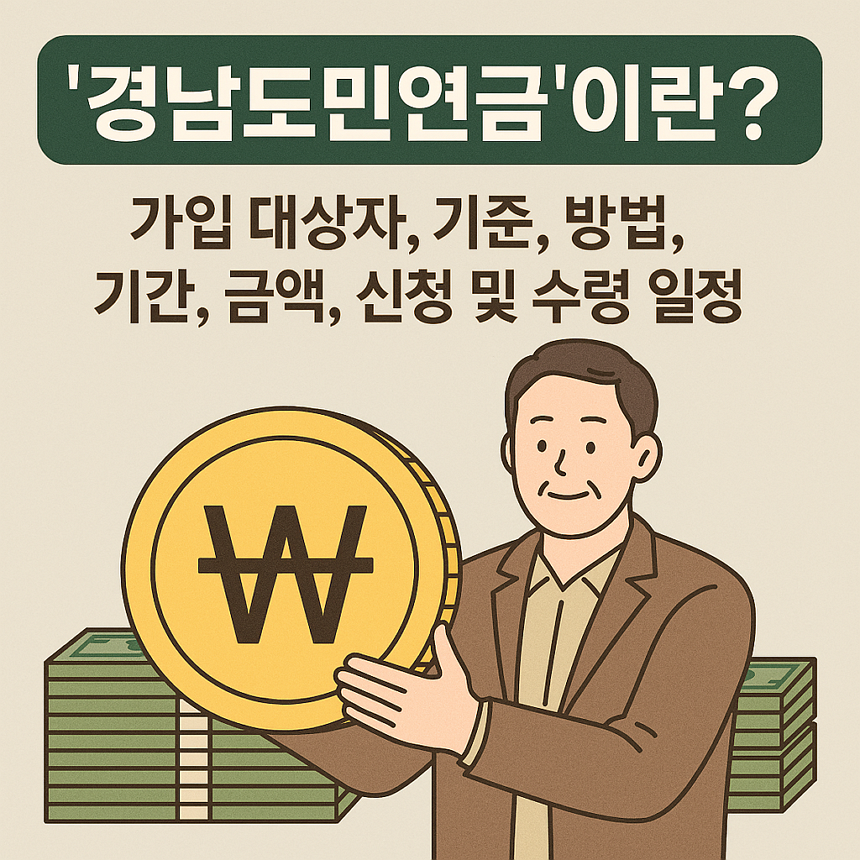 '경남도민연금'이란? 가입 대상자, 기준, 방법, 기간, 금액, 신청 및 수령 일정