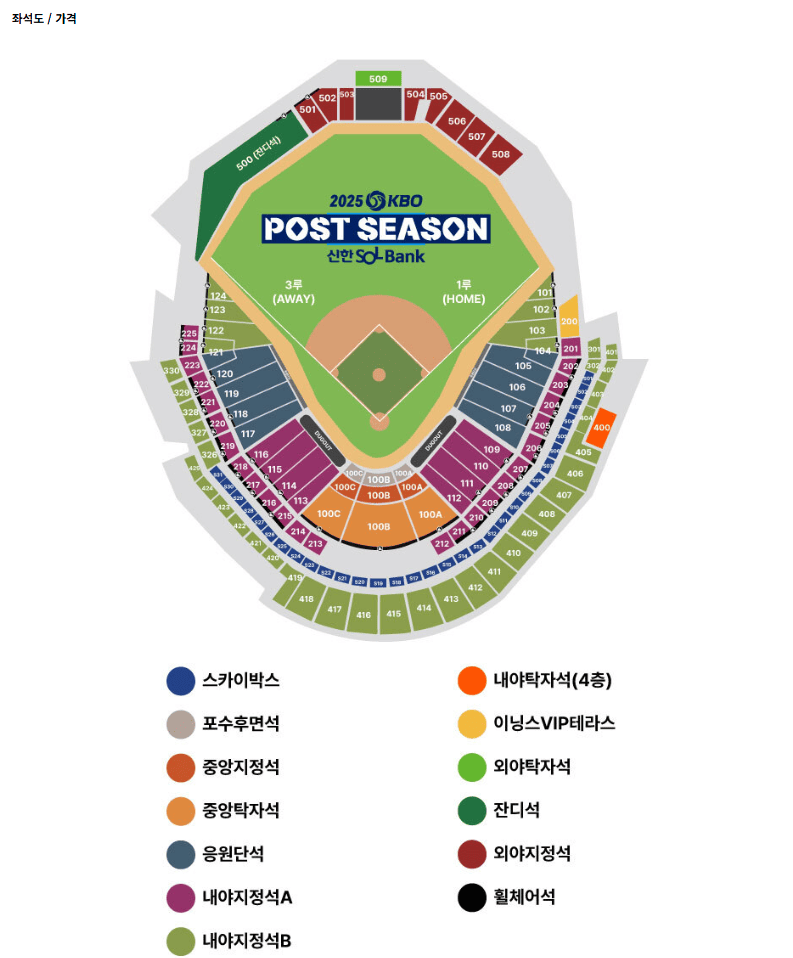 구장 좌석도/가격
