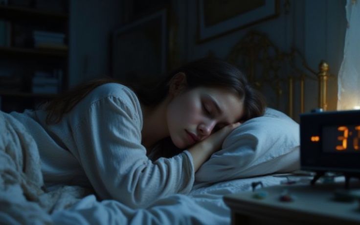 불면증을 겪고있는 여성