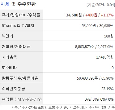 한화인더스트리얼솔루션즈 주가 전망 시세 및 주주현황