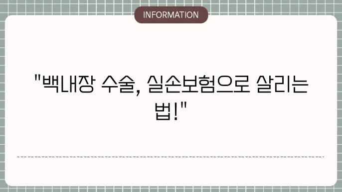 백내장 수술 실손본: