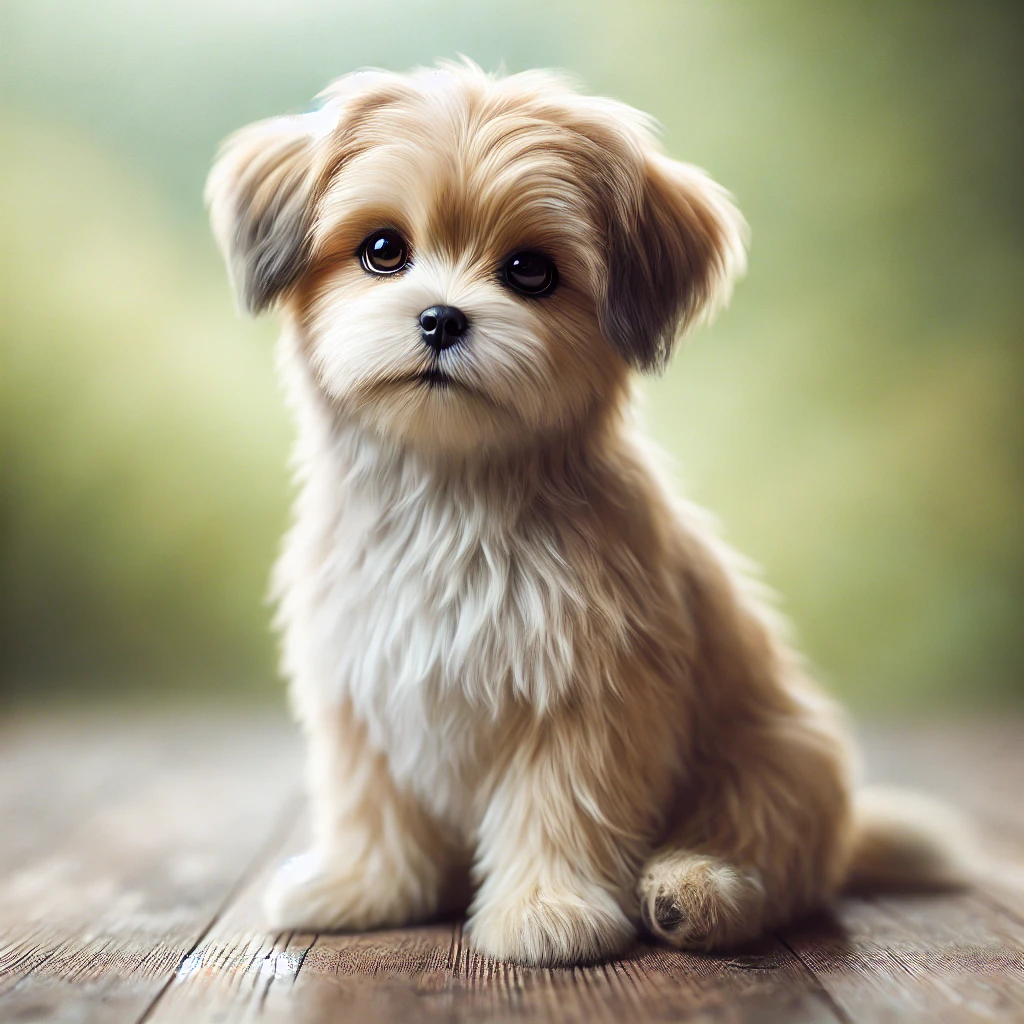 편안하게 앉아 있는 귀여운 소형견의 리얼리즘 이미지