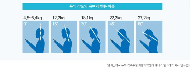 목의각도에따른무게