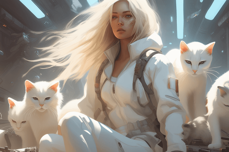 Playground AI로 생성한 그림(2) - 여전사와 고양이