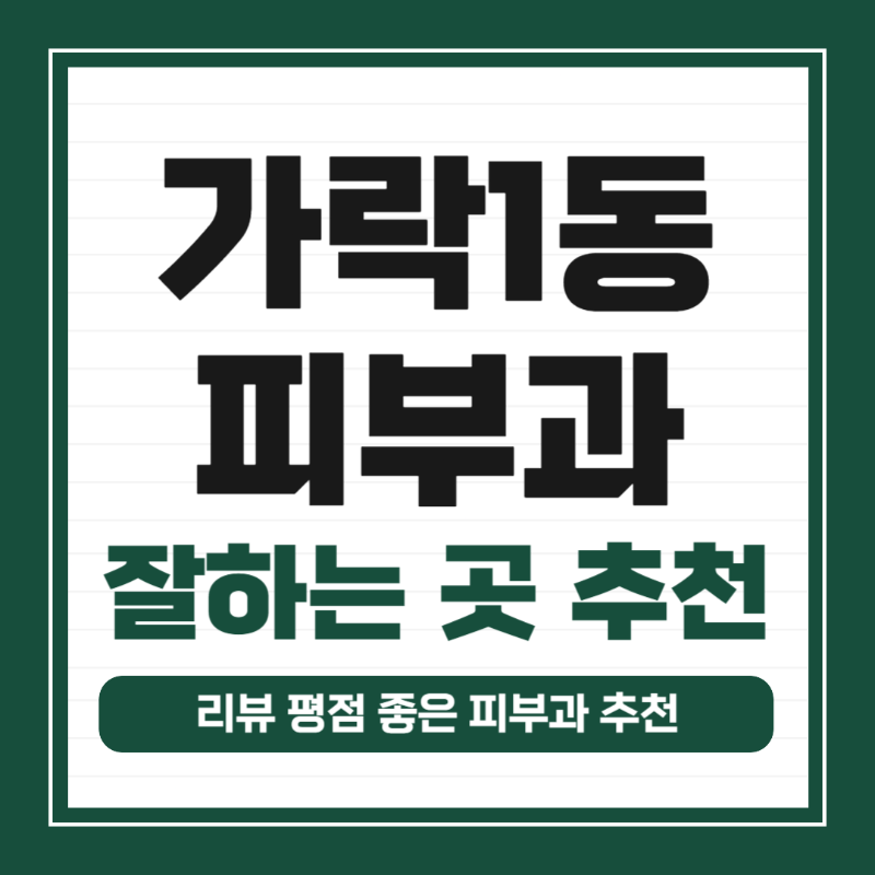 송파구 가락1동 피부과 유명한 곳 모공 레이저 잘하는 곳 추천 TOP 5