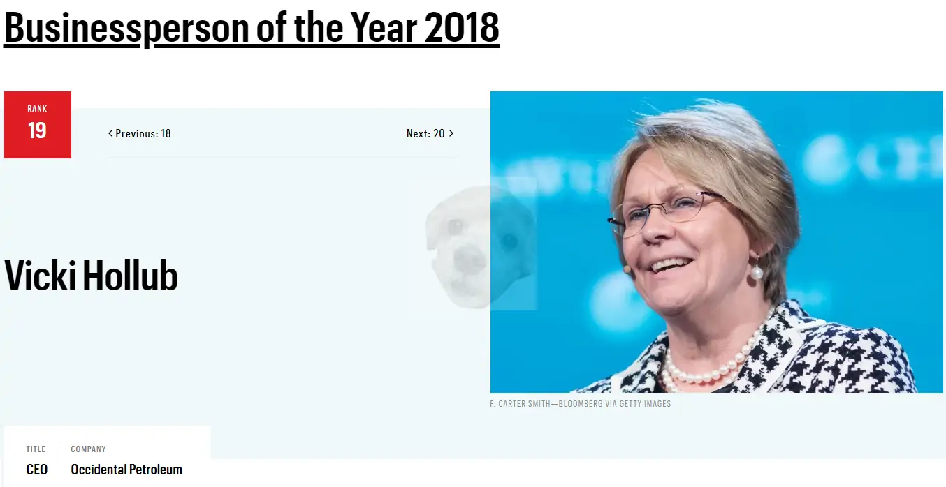 옥시덴탈 페트롤리움 CEO 비키 홀룹 사진