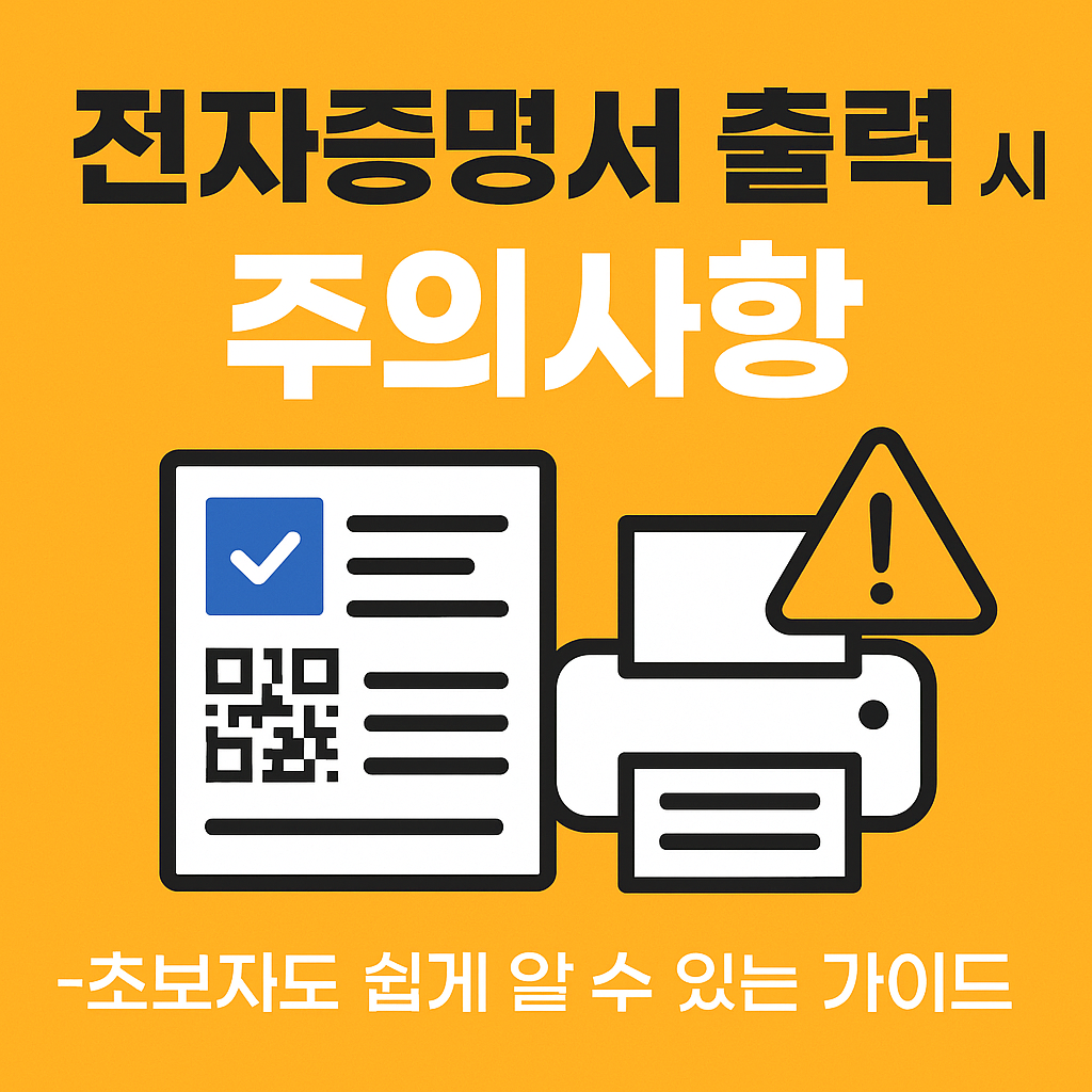 전자증명서 출력 시 주의사항