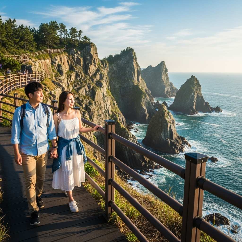 경차 사랑카드, 해안절벽 전망대에서 연인