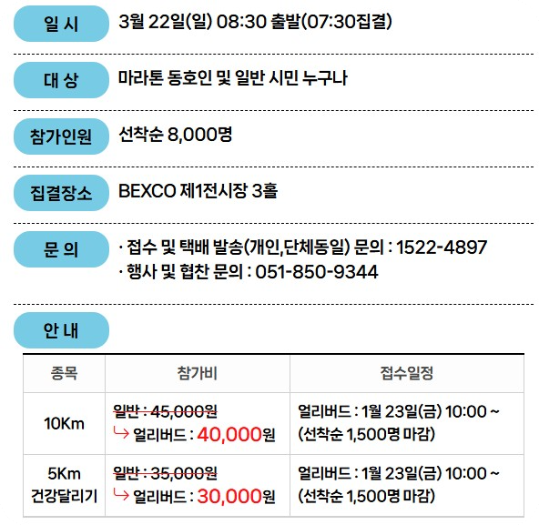 2026 성우하이텍 KNN 환경마라톤 대회 일정 요약 이미지