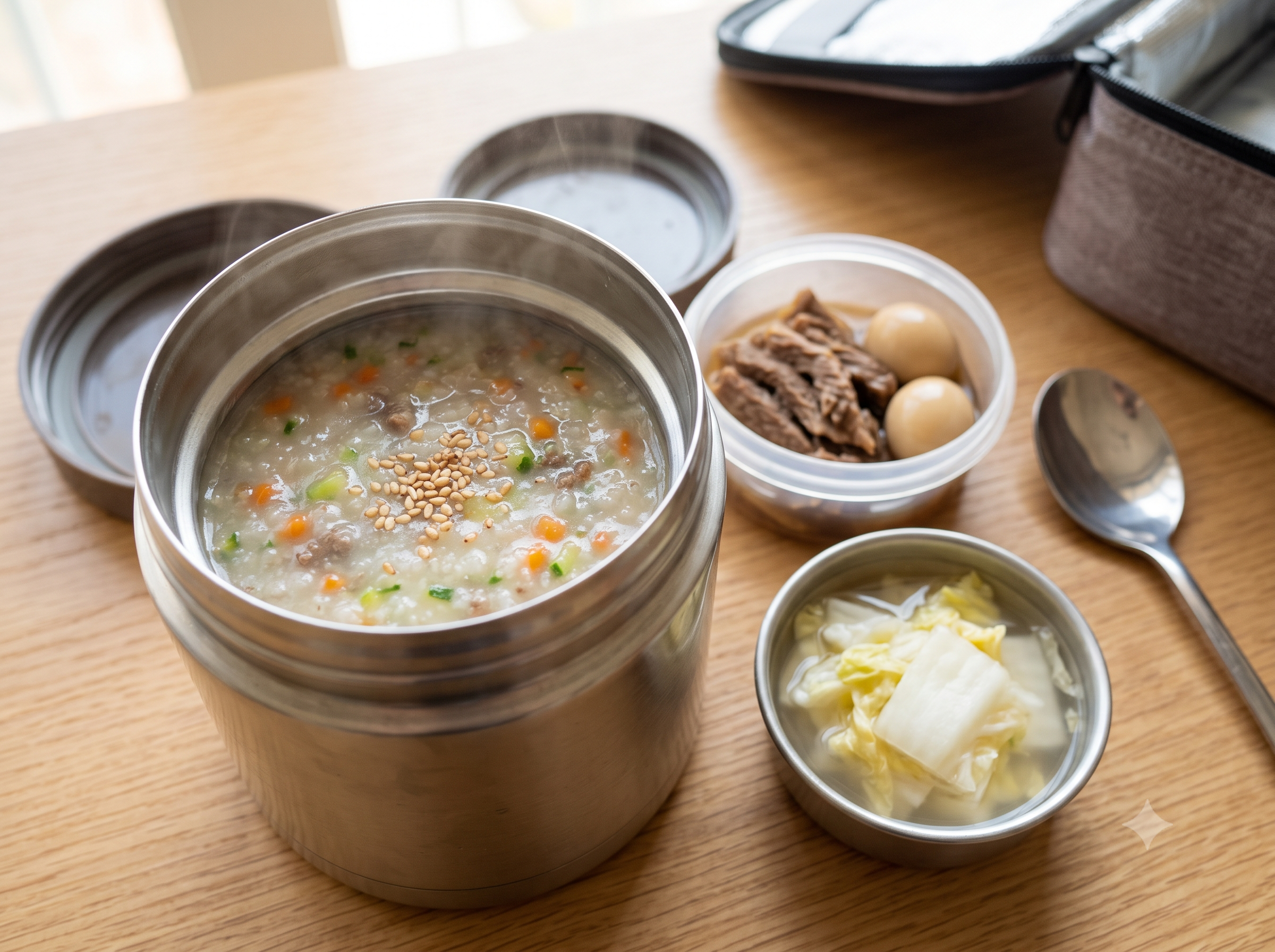 소고기 채소죽 + 장조림 + 백김치