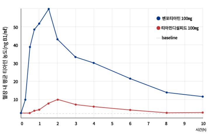 혈장 내 티아민 농도 변화
