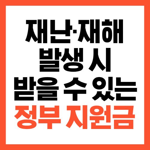 재난·재해 발생 시 받을 수 있는 정부 지원금 총정리
