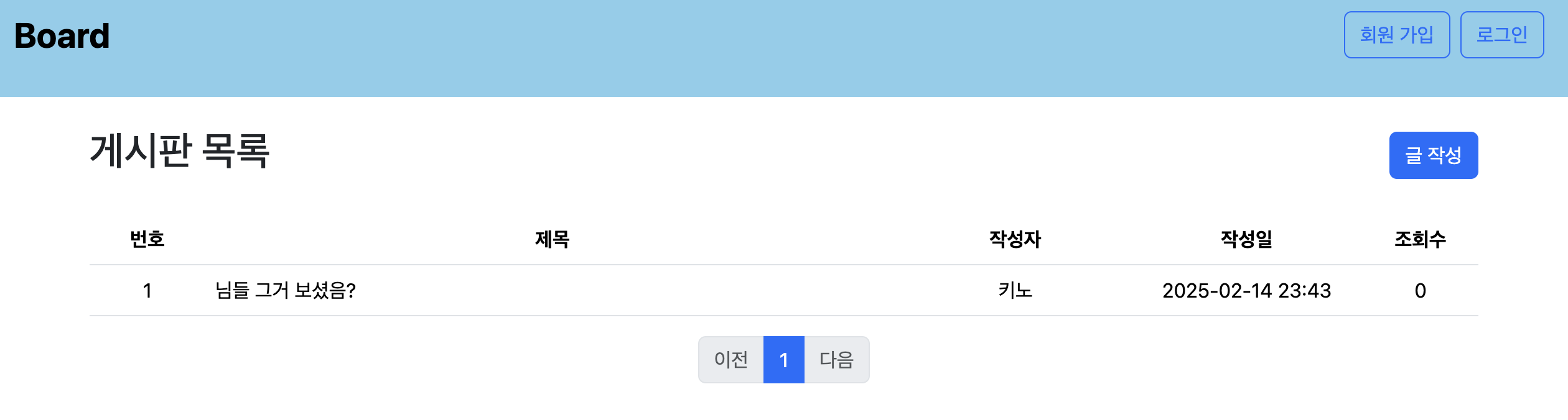 게시글 하나일때