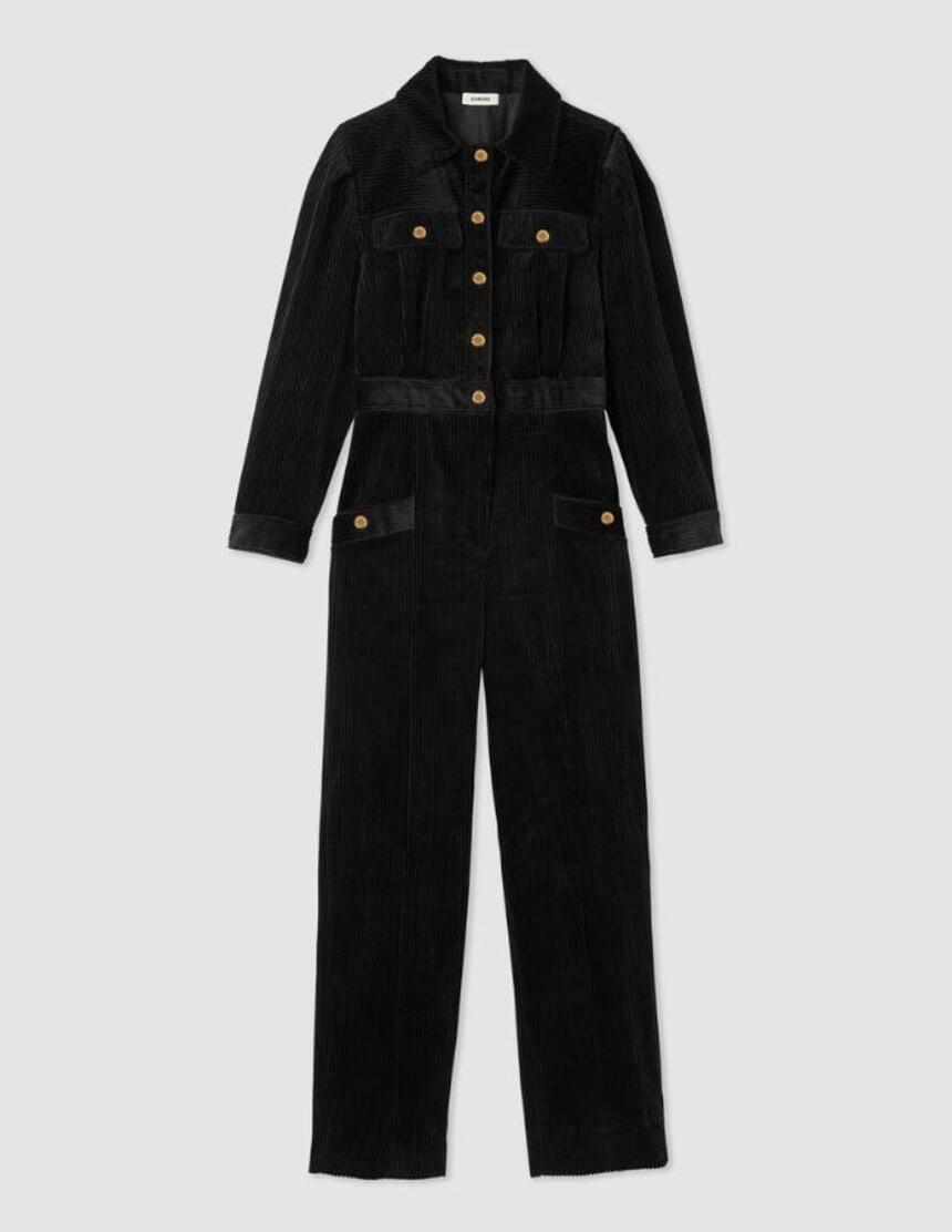 산드로 코듀로이 점프수트 검은색 13668232 SFPCO00174