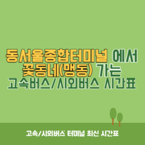 동서울종합터미널에서 꽃동네(맹동) 방향 고속버스_시외버스 시간표 최신정보