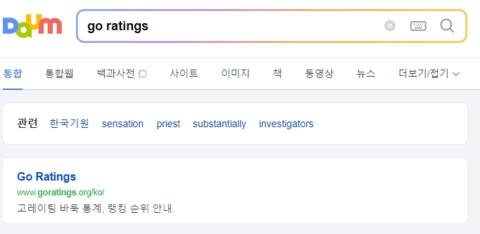 Go Ratings 웹사이트에 접속한 화면