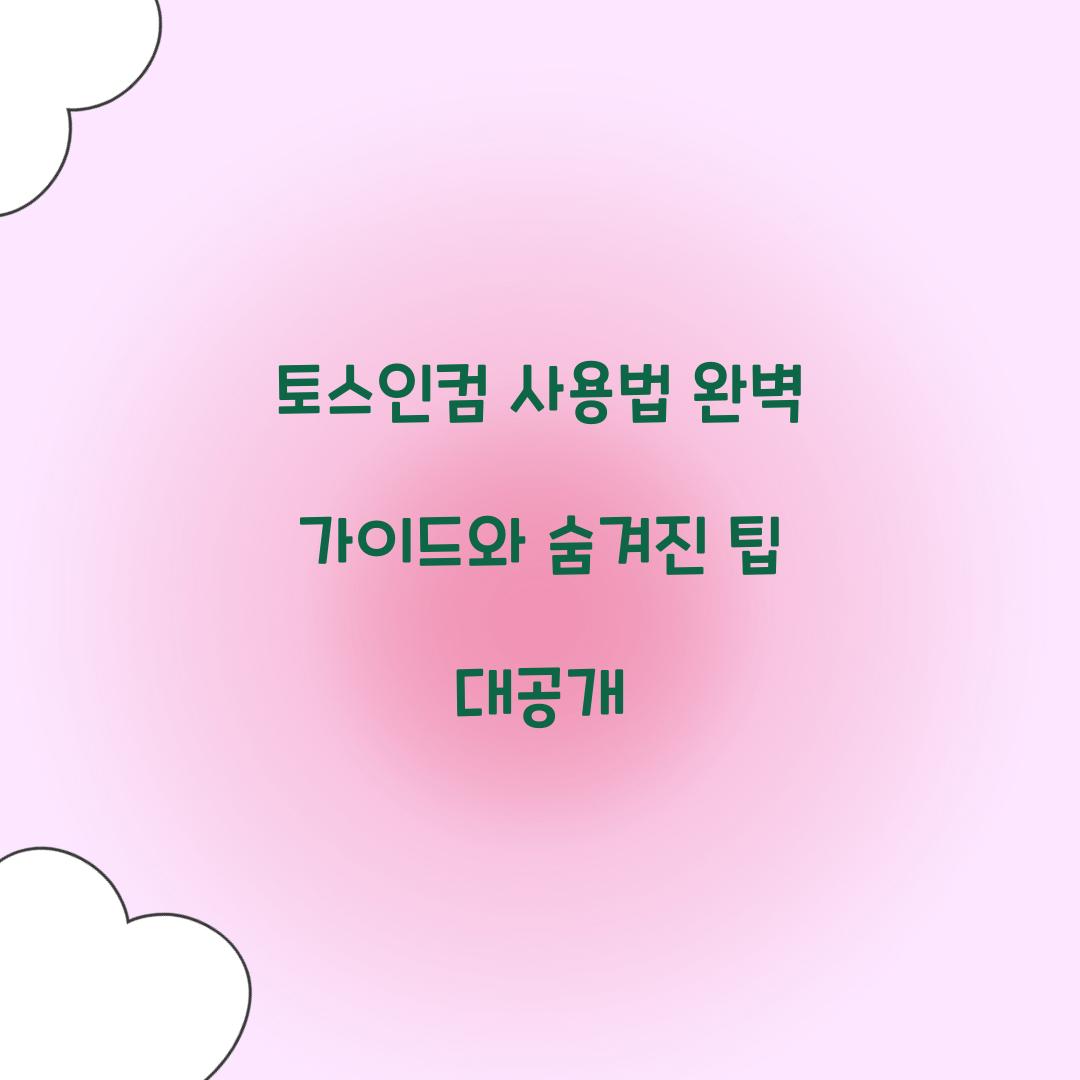 토스인컴 사용법