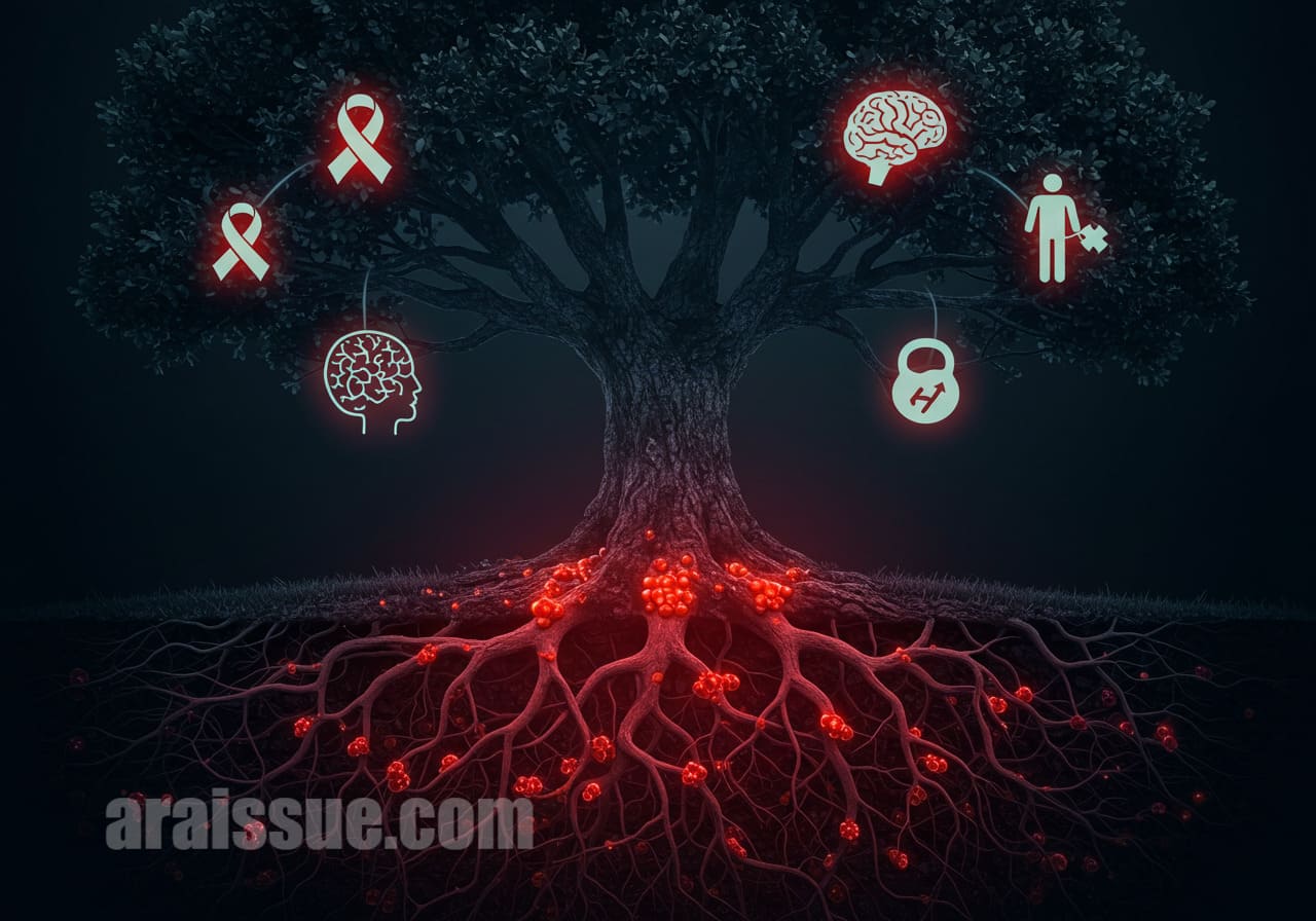 미세 염증 입자들이 건강한 세포를 손상시키는 모습