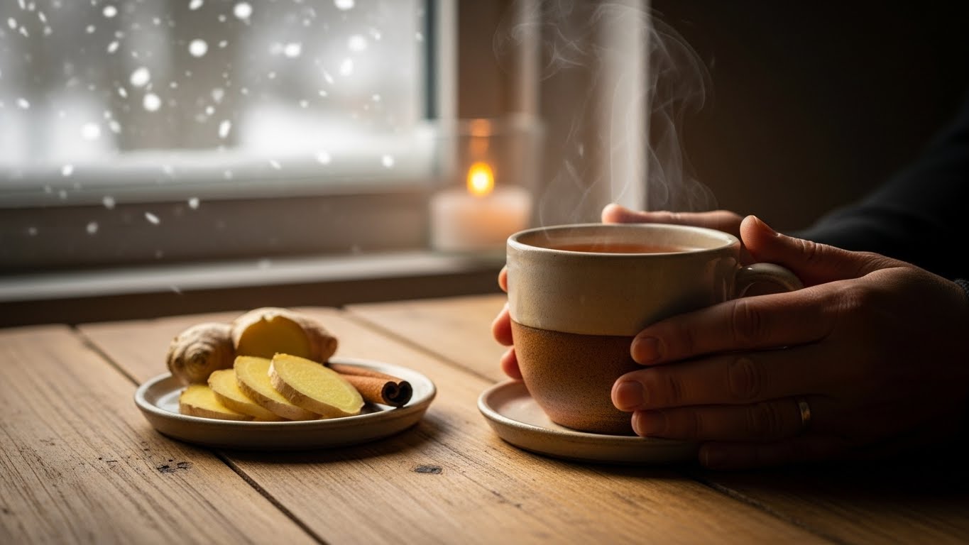 직접 만든 생강청으로 우린 따뜻한 생강차 한 잔