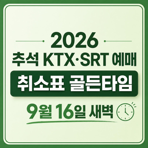 2026 추석 KTX SRT 기차표 노선별 예매 일정과 취소표 잡는 법 안내 이미지