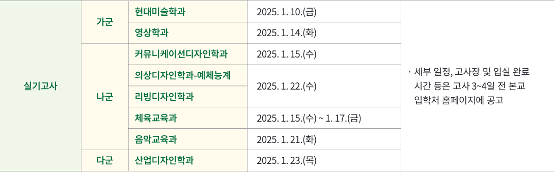 2025 건국대 정시 실기고사 일정