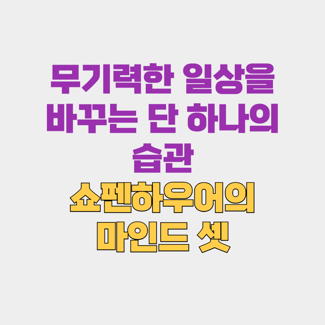 무기력한 일상을 바꾸는 단 하나의 습관(쇼펜하우어의 마인드 셋)