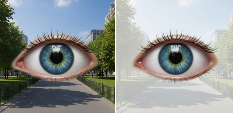 정상 시야와 백내장 시야 비교 이미지