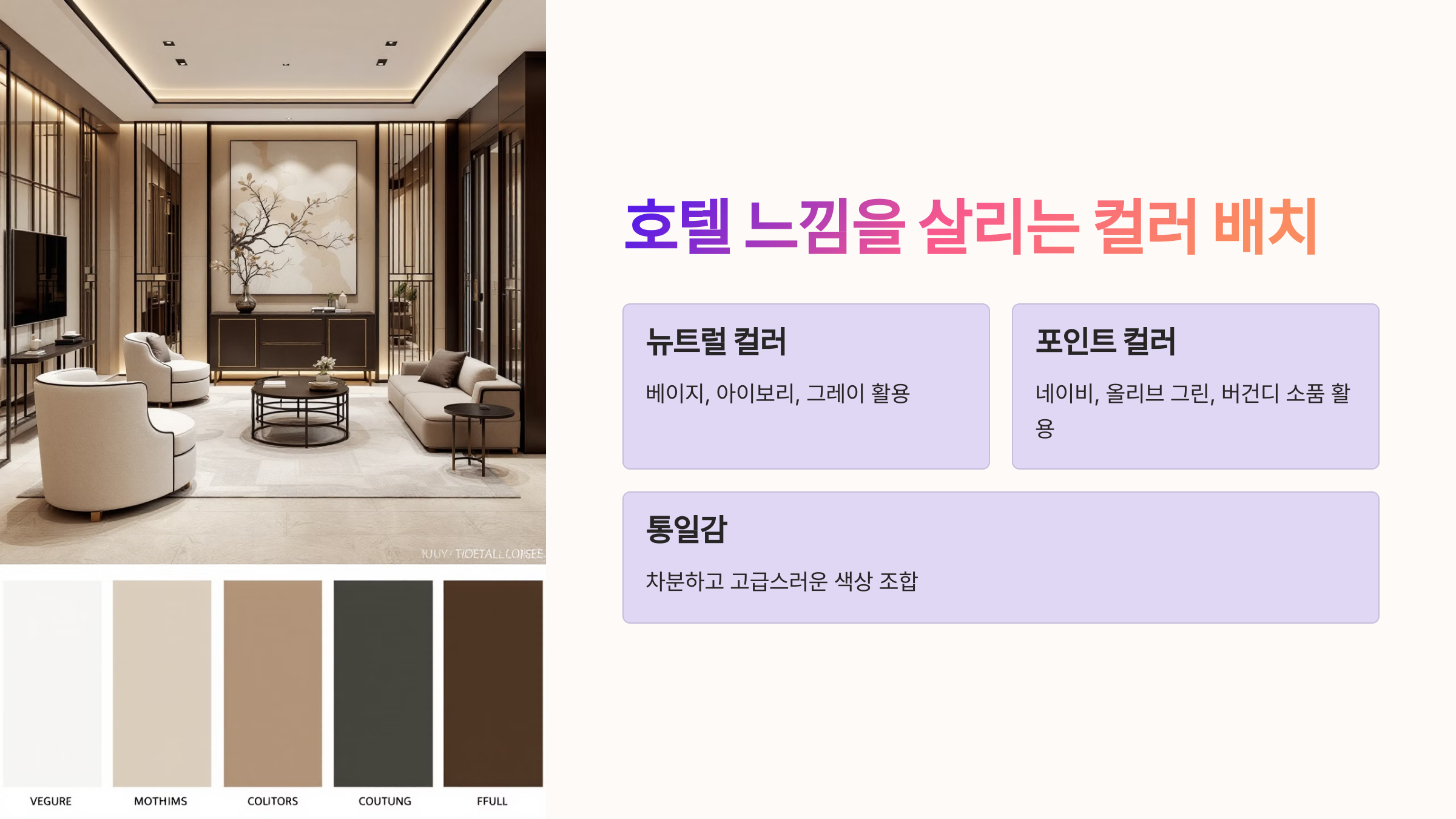 호텔 느낌을 살리는 컬러 배치