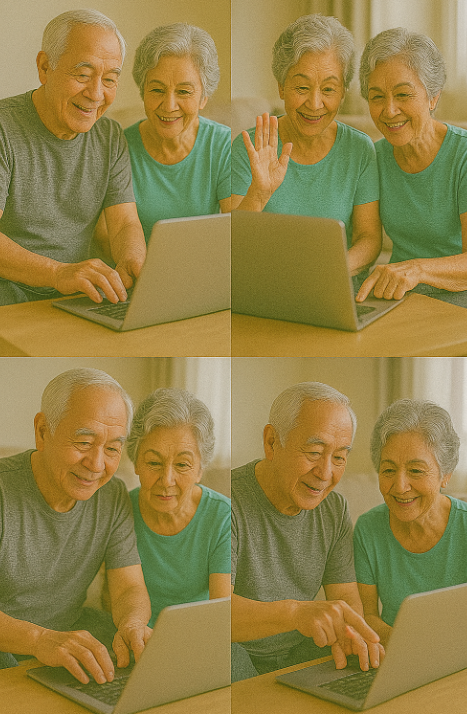 노부부 노트북 사용하는 모습