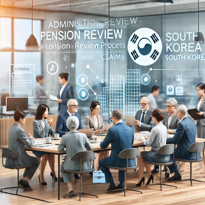 사무실에서 국민연금 재심사 관련 회의를 진행하는 모습