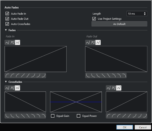 개별 트랙에 대한 자동 페이드 설정