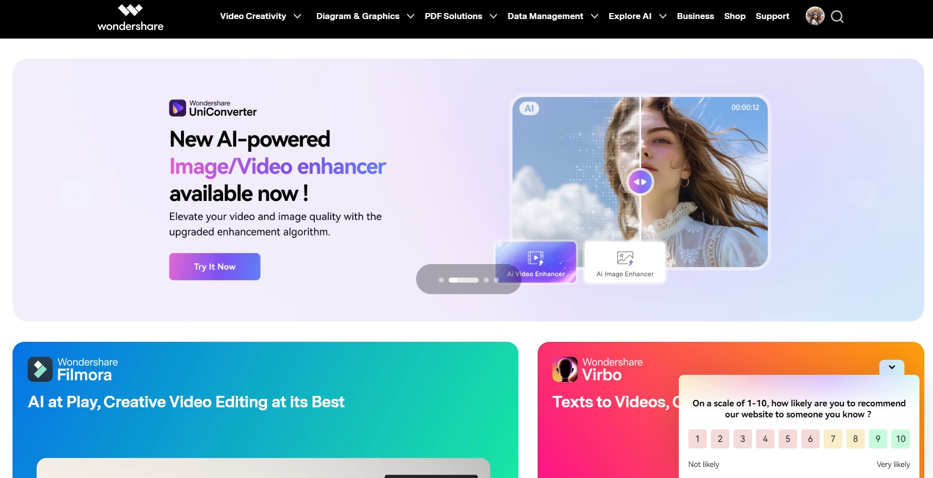 원더셰어(wondershare) 홈페이지