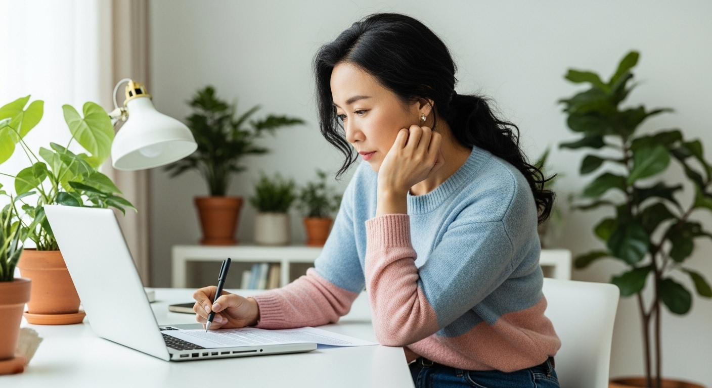 글 흐름을 점검하는 블로거의 모습