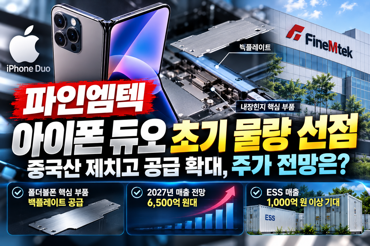 파인엠텍 주가 전망 아이폰 듀오 백플레이트 공급 확대와 ESS 성장 분석