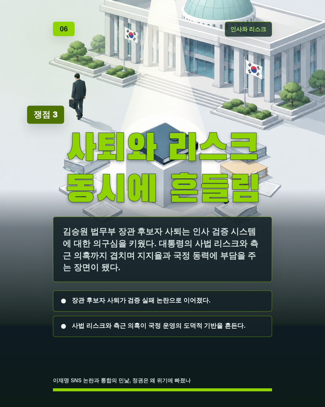 사퇴와 리스크 동시에 흔들림