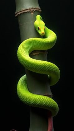 초록색뱀이-대나무를-타고-올라가는-모습